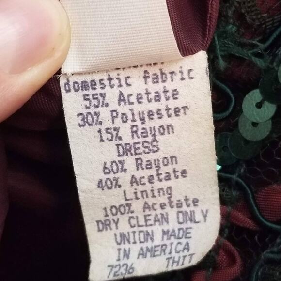 VTG Lacey Sequin Jacket Union Tag Sz L Red Green Retro Elegant MOB Festive Glam - Picture 5 of 11